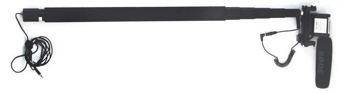 RØDE VideoMic with boom pole, and accessories