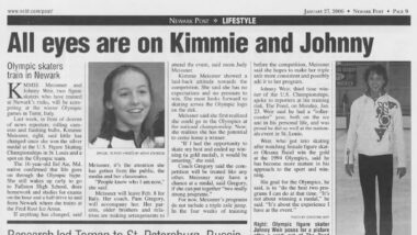 Headline and article in the Newark Post that reads, "All Eyes Are On Kimmie and Johnny"