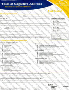 Scan of Woodcock Johnson IV Tests of Cognitive Abilities Test Record