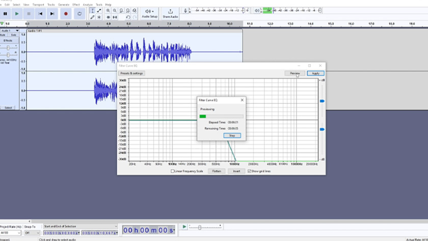 Screenshot showing the Audacity software in action