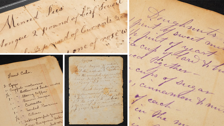 A compilation of handwritten recipes from historical cookbooks