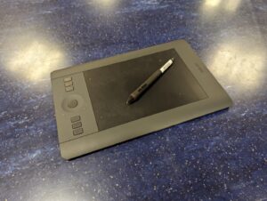 A tablet with stylus pen.