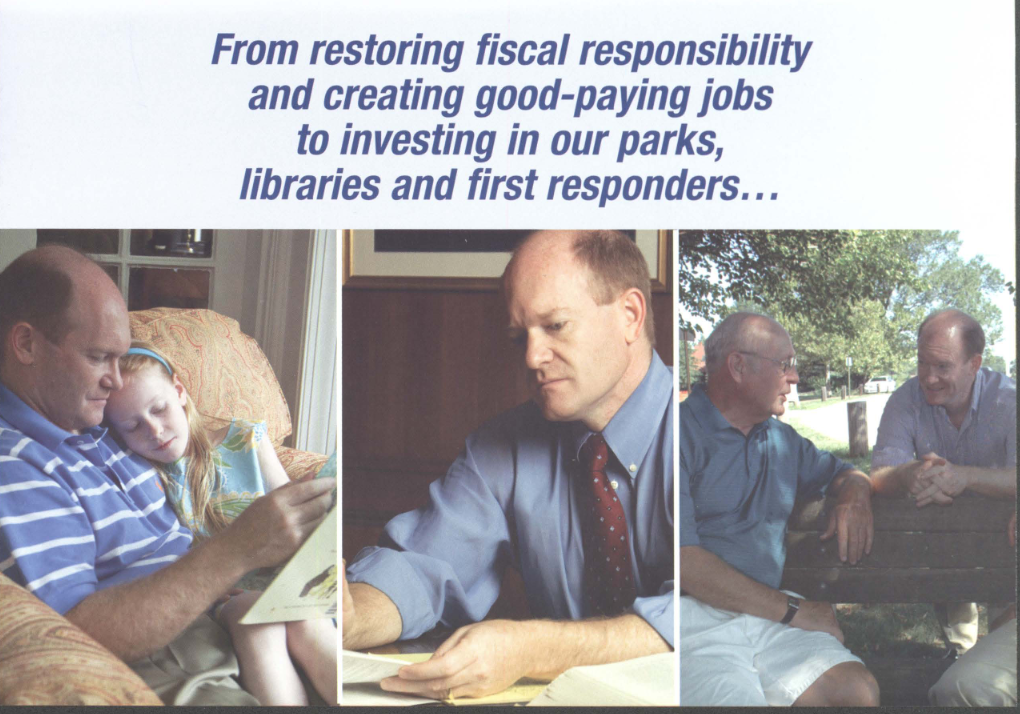 Advertisement for Chris Coons for County Executive of New Castle County.