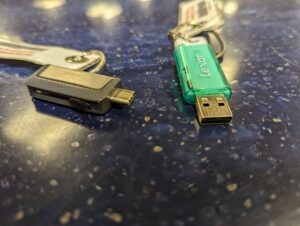 Two flash drives from the Student Multimedia Design Center