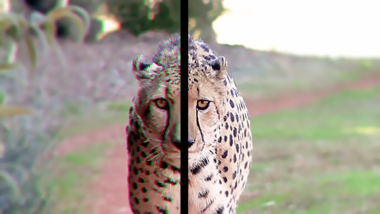 A side-by-side example of chromatic abberation