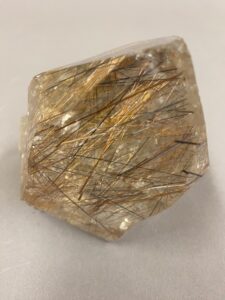 Rutilated quartz specimen