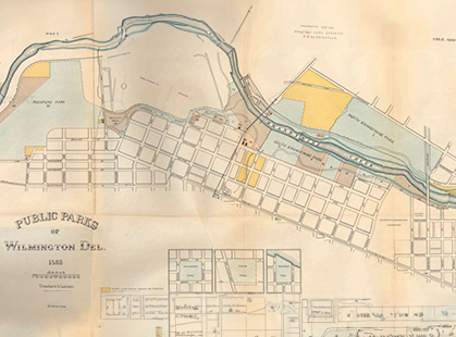 Map of public parks in Wilmington, especially Brandywine Park, c. 1895