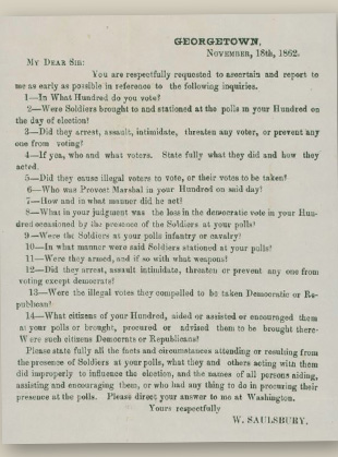 Regarding concerns of election interference, 1862