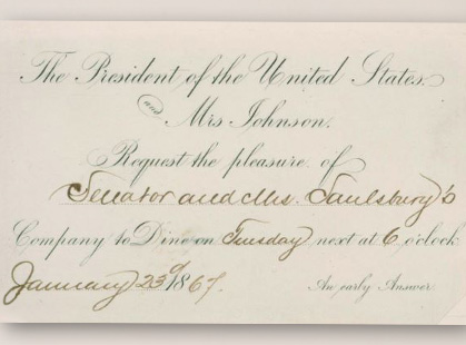 White House invitation from President Johnson, 1867