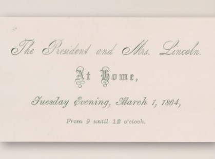 White House invitation from President Lincoln, 1864