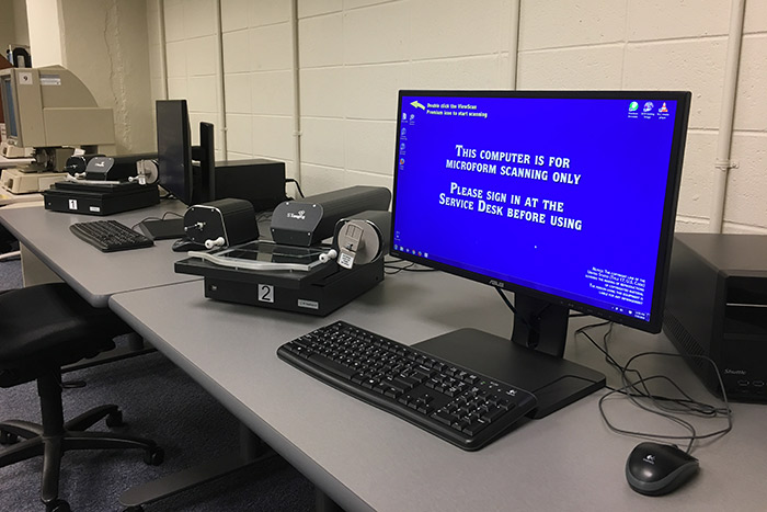 Microforms Room at Morris Library
