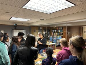 Group of local Girl Scouts gathered for a tour of the Special Collections Reading Room