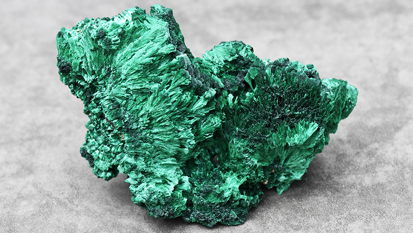 A vivid green mineral