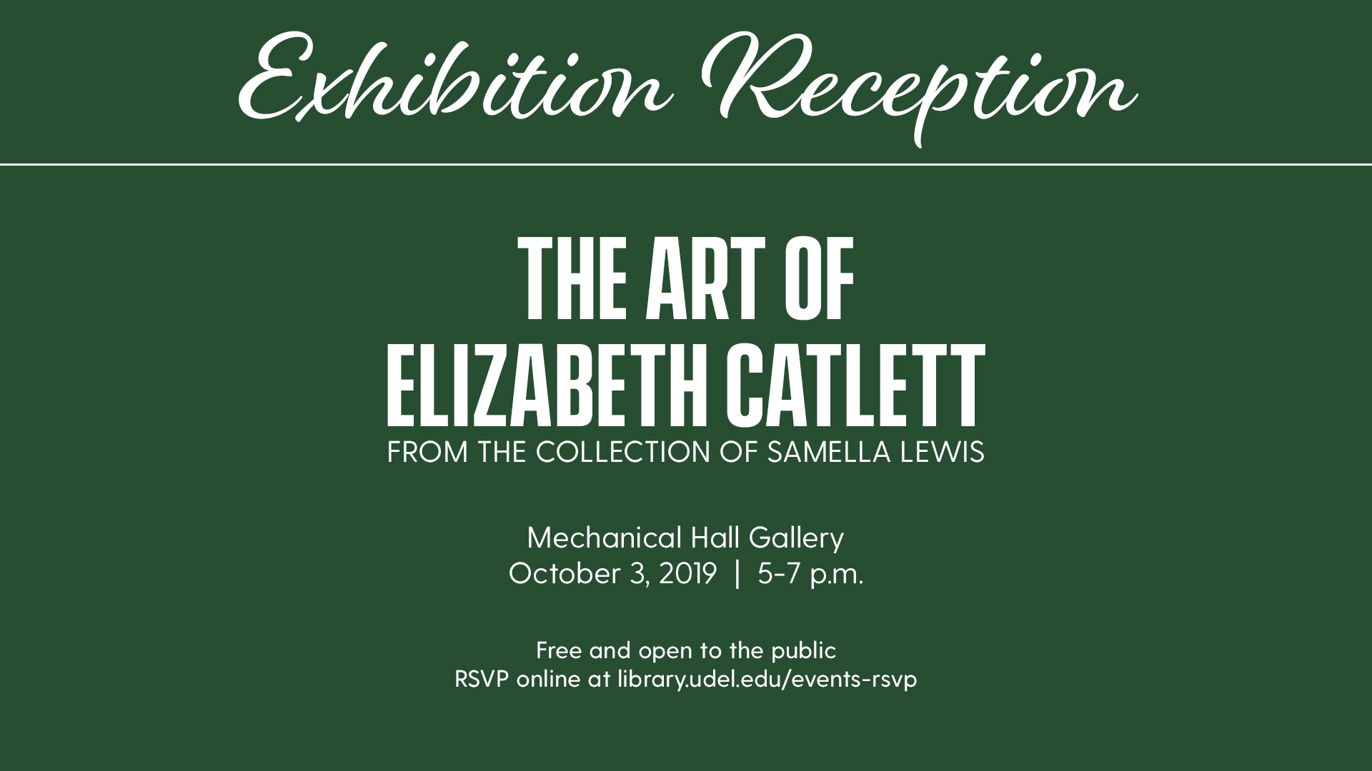 Promotional image for Elizabeth Catlett exhibition reception