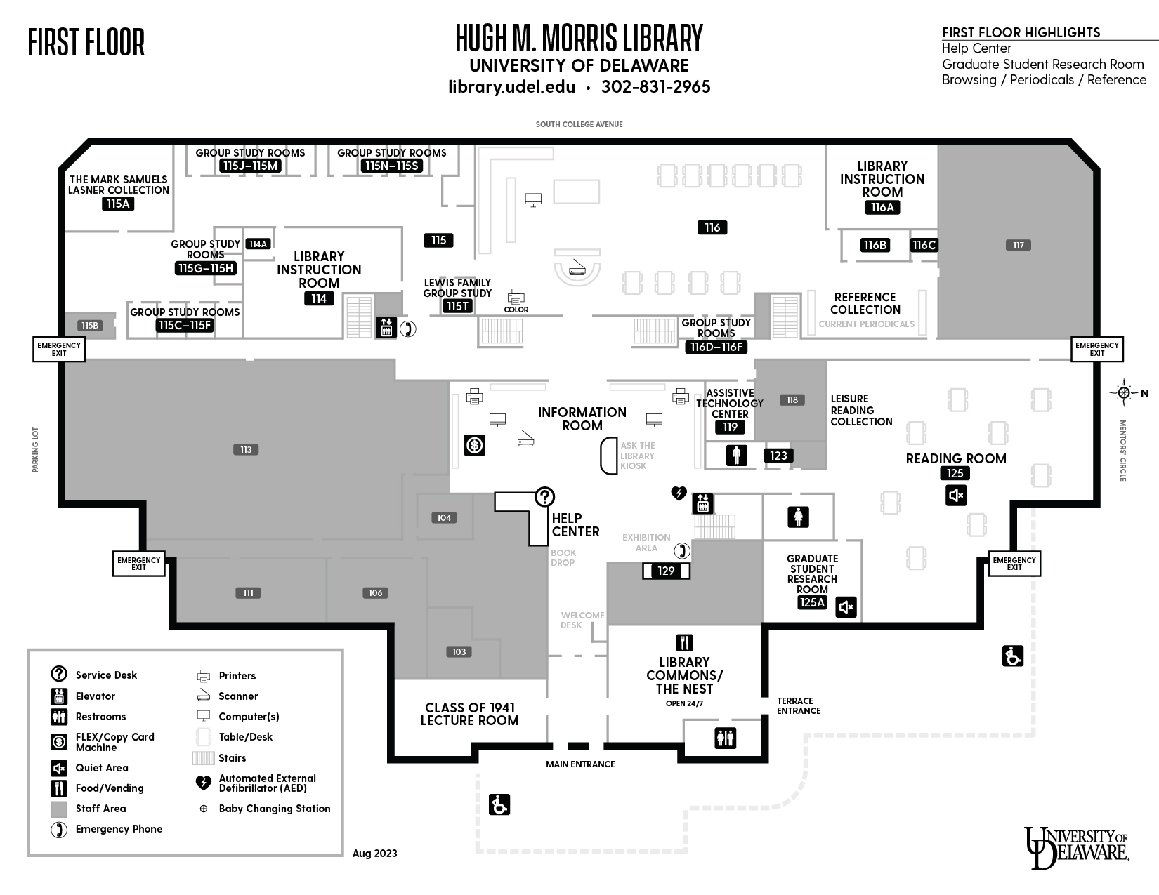 UD Library First Floor Map