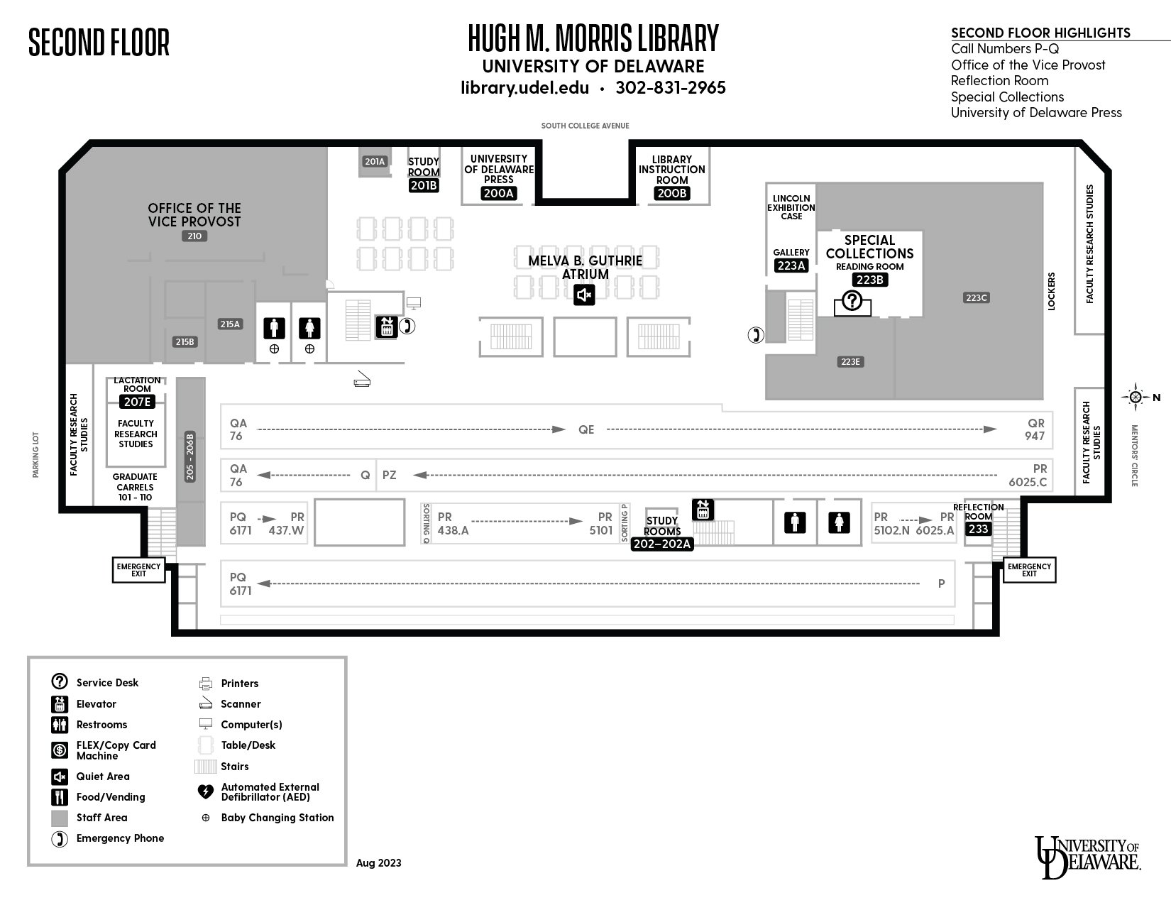 UD Library Second Floor Map