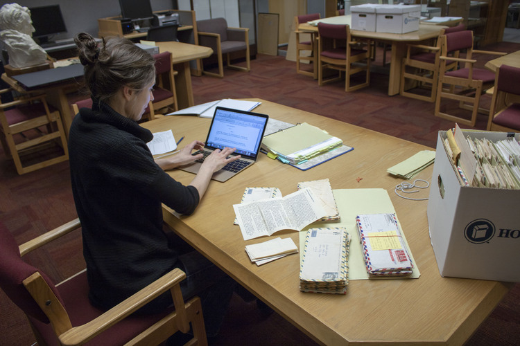 Researcher at desk