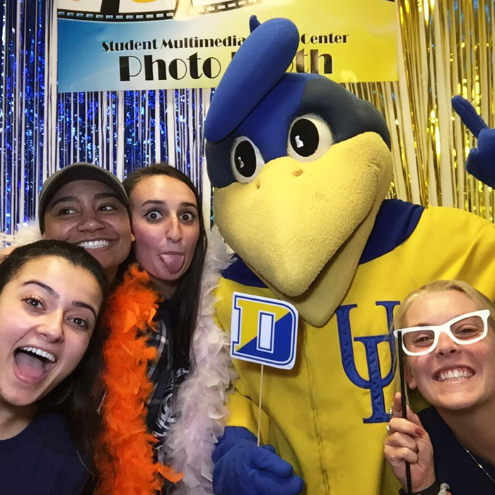 YouDee with Students at Morris Library