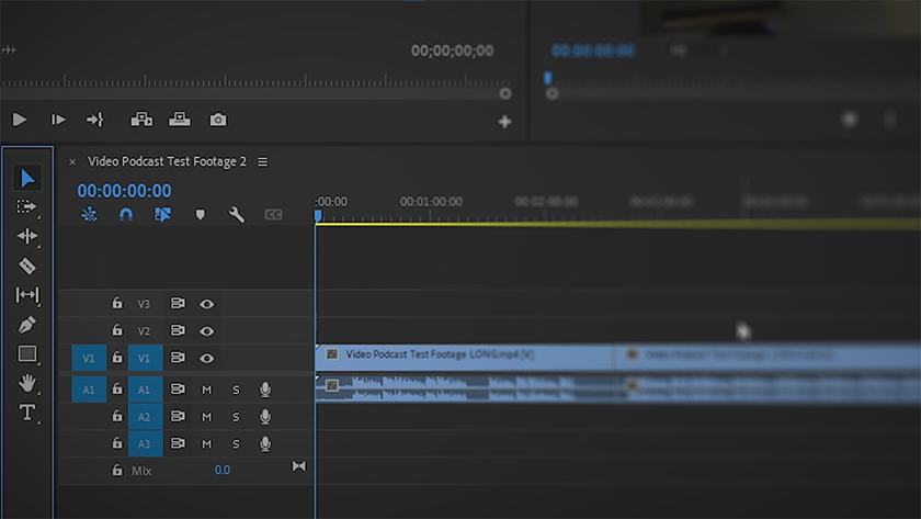 A close-up screenshot of the timeline feature in Adobe Premiere Pro.
